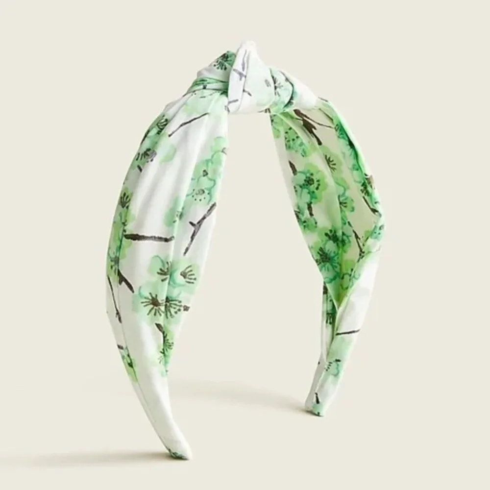 J. Crew Green Floral Knot Headband